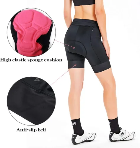 Vista 4 de Pantalones cortos de bicicleta para mujer con acolchado 3D, para bicicleta de carretera, multicolor