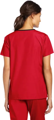 Vista 2 de WonderWink Charlie Uniformes médicos de 5 bolsillos, con cuello en Y para mujer