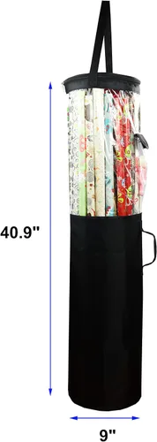 Vista 2 de Freegrace Organizador de papel de regalo Bolsa de almacenamiento grande de 9 x 40.9 pulgadas Organización de bolsas de regalo debajo de la cama