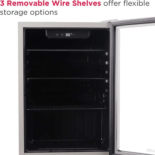Vista 7 de Frigidaire EFMIS9O00, refrigerador de bebidas con puerta de vidrio, mini refrigerador compacto con control digital de temperatura que se adapta a 88