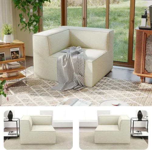 Vista 34 de Sofá Seccional Modular de 38", Juego de Asientos de Sofá Convertible en Cubo Comprimido, Combina Forma de L y Forma de U, Ensamblaje Fácil, Ahorro