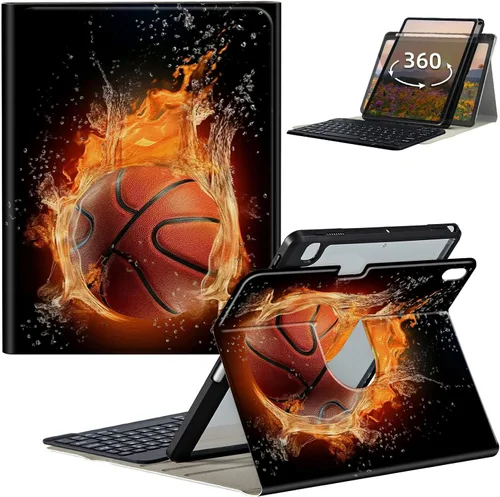 Vista 53 de Funda de teclado para iPad de 9ª/8ª/7ª generación de 10.2 pulgadas 2021/2020/2019 con soporte delgado giratorio de 360 grados, cubierta inteligente
