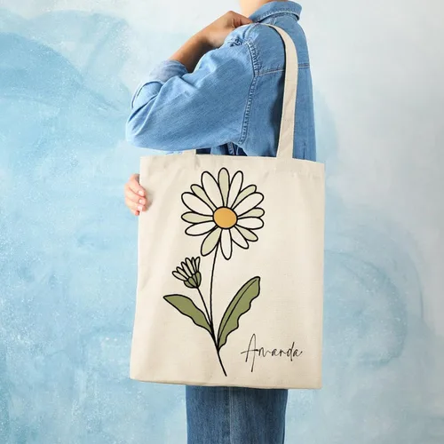 Vista 2 de Bolso de mano personalizado de la flor del nacimiento del mes del nacimiento