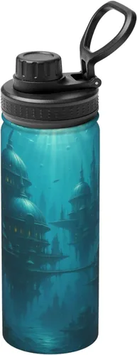 Vista 11 de Hervidor de agua aislado isométrico 3D de acero inoxidable Impresión divertida botella de agua aislada Ideal para deportes y viajes