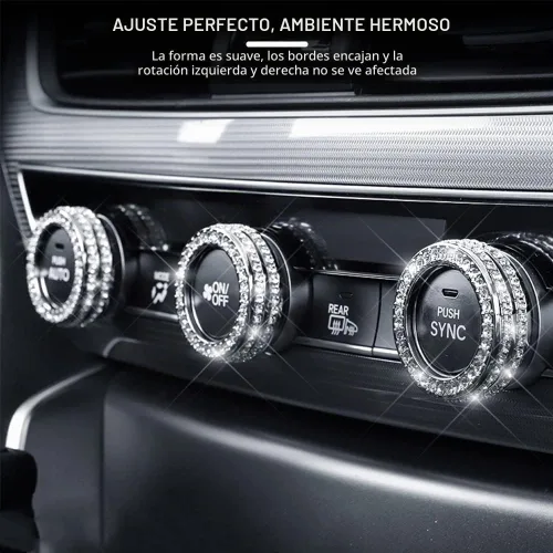 Vista 3 de 3 piezas de cubierta de perilla de interruptor de aire acondicionado brillante con cristales de rhinestone compatible con accesorios Honda 10ª