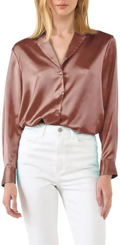 Vista 4 de Chigant Womens Satin Silk Blouses Button Down Long Sleeve Shirt V Neck Tops