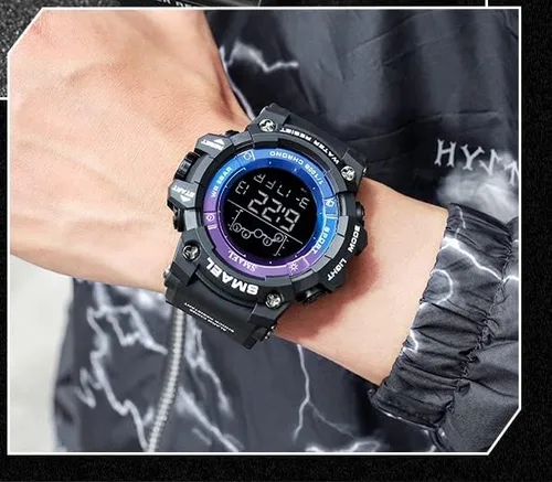 Vista 2 de AIMES Mens Military Multifunction Digital LED Watch Electronic Waterproof Orange Sport Watch Alarm Countdown Wristwatch