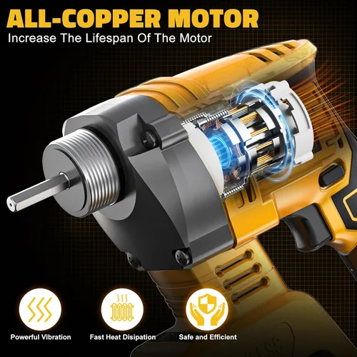 Vista 3 de LIVOWALNY Herramienta vibradora de hormigón de mano compatible con batería Dewalt de 20 V (solo herramienta), vibrador eléctrico inalámbrico
