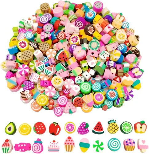 Vista 9 de 200 cuentas de arcilla de animales, cuentas de arcilla polimérica para pulseras, collares, joyería (animal)