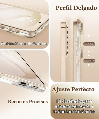 Vista 6 de GVIEWIN - Funda para Samsung Galaxy S26 Plus con cubierta deslizante para cámara de mármol Built-in Screen Protector, Military-Grade Shockproof