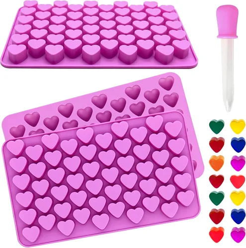 Vista 8 de Paquete de 3 moldes de silicona para cubitos de hielo con forma de corazón, mini molde de cera de San Valentín para hornear chocolate, gomitas