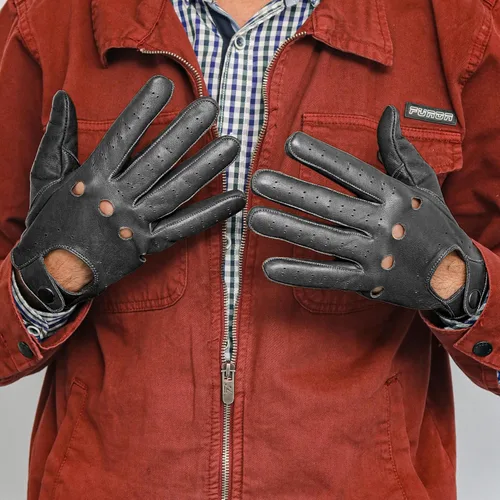 Vista 2 de M&H Since 1978 Guantes de conducción para hombre - Guantes de cuero para hombre - Guantes de conducción de automóviles - Guantes de conducción