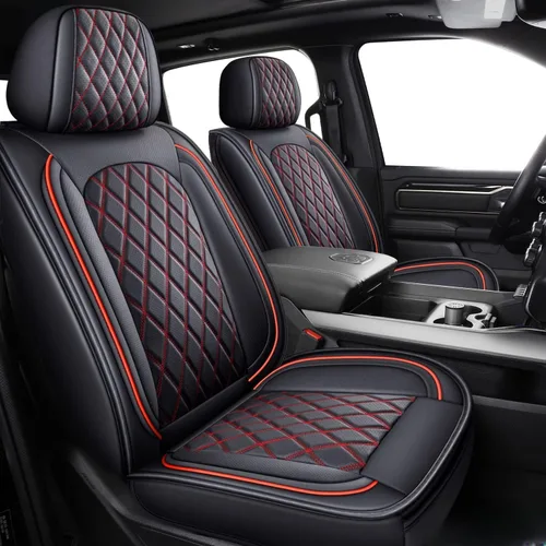 Vista 9 de MIROZO 2 piezas de fundas para asientos delanteros para Dodge Ram, cubierta impermeable para asiento de camión compatible con RAM 1500 2500 3500