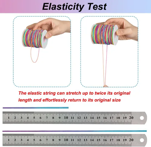 Vista 4 de Tenn Well - Cuerda elástica de 1 mm, 328 pies, arcoíris, cuerda elástica para pulseras, cordón de cuentas para pulseras, collares, fabricación