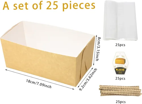 Vista 2 de Moldes desechables para pan, molde de pan de papel para hornear pan, 25 piezas de molde natural reciclable para pastelería con bolsa de paquete