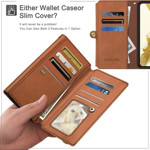 Vista 2 de XcaseBar Funda tipo cartera para Samsung Galaxy A13 5G con bloqueo RFID, soporte para tarjetas de crédito, libro de folio con tapa de piel