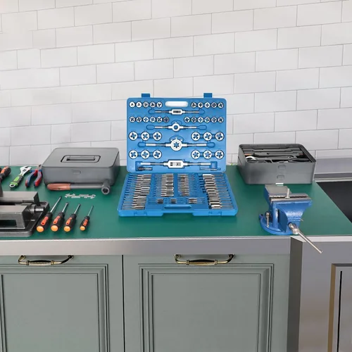 Vista 2 de Juego de 110 piezas de roscas y troqueles métricos, roscas métricas M2-M18 de tornillo de rosca y troquel Fabricación de roscas de tornillo