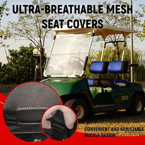Vista 4 de Fundas de asiento delantero y trasero para carrito de golf para Yamaha G2 G8 G9 G11 G14 G16 G19 G20 G21 G22, tela de poliéster duradera, fundas