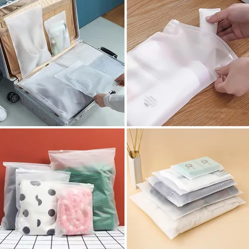 Vista 7 de Pequeña bolsa de embalaje esmerilada, 50 bolsas de plástico transparente de 5.5 x 7.9 pulgadas, bolsas de polietileno transparente con cierre de 3