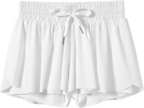 Vista 2 de Dancer queen Pantalones cortos holgados con cordón para niñas, pantalones cortos deportivos para correr, deportes, gimnasia para 6 a 12 años