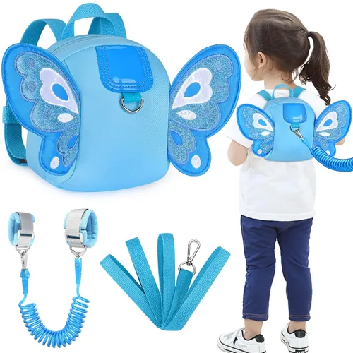 Vista 20 de Accmor Mochila con arnés para niños pequeños con correa, lindas mochilas con dinosaurios con enlace antipérdida en la muñeca, lindas pulseras