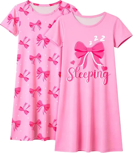 Vista 9 de Sylfairy 2 camisones para niñas, pijamas de princesa, vestido de dormir para niñas pequeñas