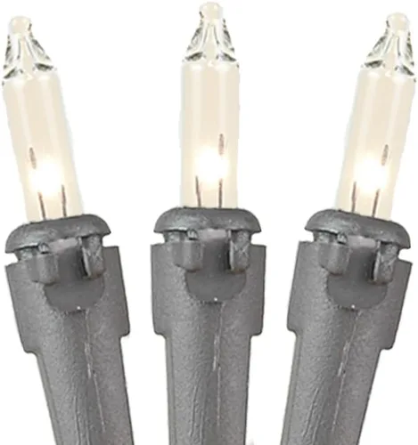 Vista 4 de Novelty Lights Mini luces incandescentes tradicionales de 11 pies, 50 bombillas, transparente en cable marrón con espacio de 2.5 pulgadas, grado