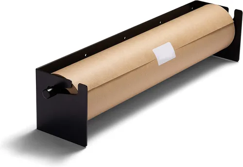 Vista 3 de Dispensador y cortador de rollo de papel kraft montado en la pared de 18 pulgadas, dispensador de papel de carnicero negro, decoración de granja