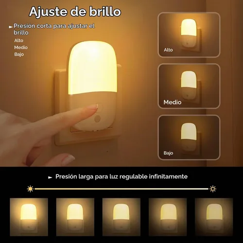 Vista 4 de Luz nocturna LED enchufable a la pared, luz nocturna con sensor de 1-Blanco suave