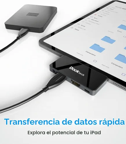 Vista 7 de Adaptador USB C Hub para iPad Pro 2021 2020 2018 11 12.9 / iPad Air 4 10.9 iPad mini6 dockteck 4 en 1 iPad Pro USB-C Hub con entrega de energía
