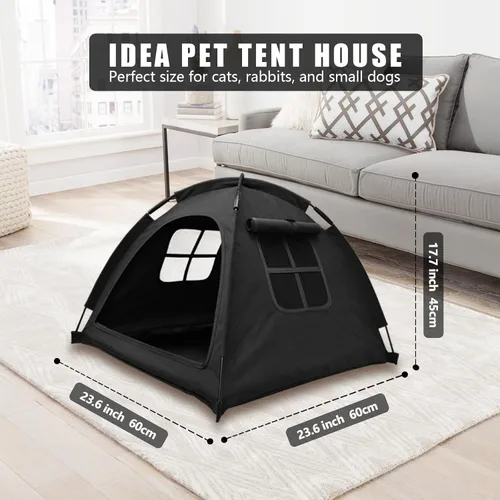 Vista 3 de Tienda de campaña para mascotas de diseño abierto, acogedora cama de monitoreo para gatos y cachorros, paredes de malla transpirable para seguridad