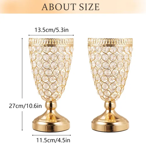 Vista 9 de Bigsee - 2 jarrones de trompeta de cristal para centros de mesa, jarrón Centros de mesa de jarrón dorado para mesa de boda, jarrón de flores