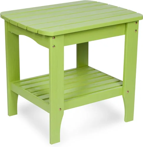 Vista 12 de Shine Company Long Island Mesa auxiliar rectangular de madera maciza, mesa auxiliar Adirondack para exteriores, Aqua