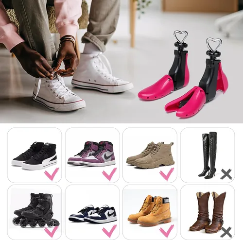 Vista 5 de Ensanchador de zapatos para hombres y mujeres, 4 vías para botas de ancho y largo, estirador de botas de cuero para pies anchos
