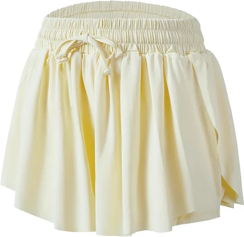Vista 4 de Pantalones cortos fluidos de mariposa para niñas, pantalones cortos deportivos para niños pequeños, faldas de tenis 2 en 1, pantalones cortos