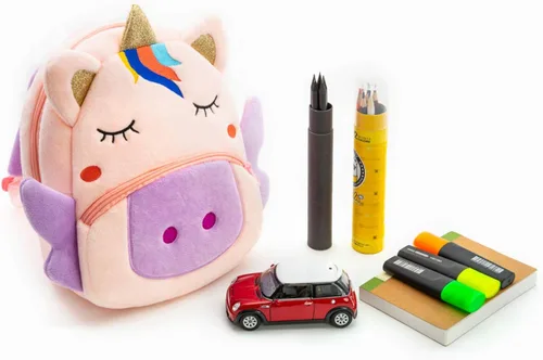 Vista 6 de NICE CHOICE Linda bolsa cruzada para niños pequeños de peluche con dibujos animados, mini bolsa de viaje para bebé niña niño de 2 a 6 años, Mochila