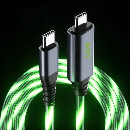 Vista 21 de AYI 3 combinaciones de múltiples puertos USB A a USBC Micro PD cable de carga rápida iluminado flujo de corriente compatible con casi todos
