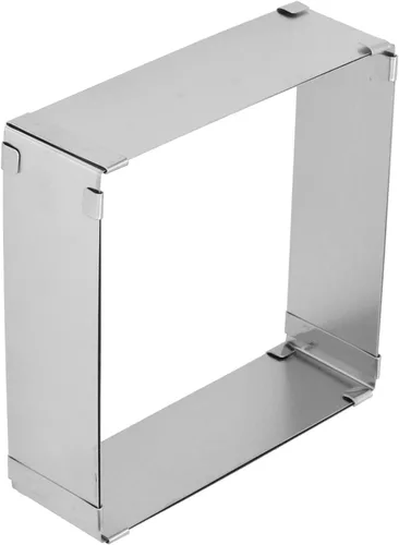 Vista 9 de BORDSTRACT Molde cuadrado ajustable para tartas, rectángulo de acero inoxidable, cortador de estaño para mousse tiramisú (grande (16 ~ 11.0 in)