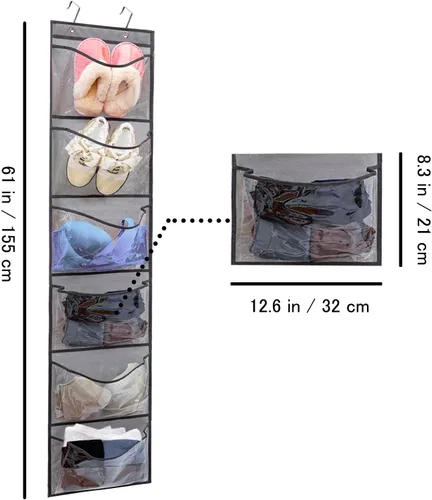 Vista 3 de Paquete de 2 Organizador de Zapatos Colgante para Puerta Estantes Colgantes para Armario Almacenamiento de Ropa Soporte para Animales de Peluche