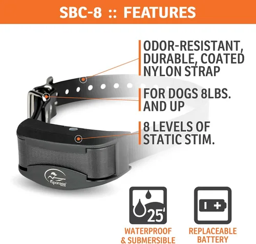Vista 3 de SportDOG NoBark SBC-8 - Collar ligero de corrección progresiva de ladridos - Ayuda a desalentar los ladridos molestos - Múltiples niveles