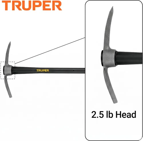 Vista 3 de Azadón cortador Truper 31612 2-1/2 libras, mango de madera, 36", Asa de fibra de vidrio