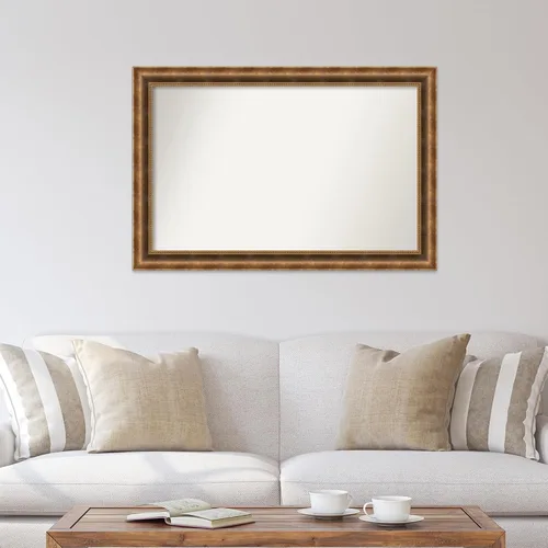 Vista 492 de Amanti Art Espejo de pared personalizado no biselado (25 x 25 pulgadas), marco de bronce acentuado, varios tamaños personalizados, espejo de baño