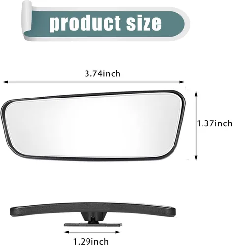 Vista 2 de Pack-2 HD Espejo Convexo de Ángulo Amplio, 3.74" x 1.41" Espejo Rectangular Curvado para Punto Ciego, Herramienta de Ayuda de Estacionamiento