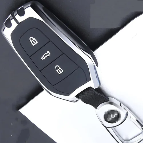 Vista 2 de RASFFAQ Funda de llavero de automóvil inteligente de aleación de zinc, compatible con Peugeot 208 308 508 3008 5008 Citroen C4 Picasso DS3 DS4 DS5