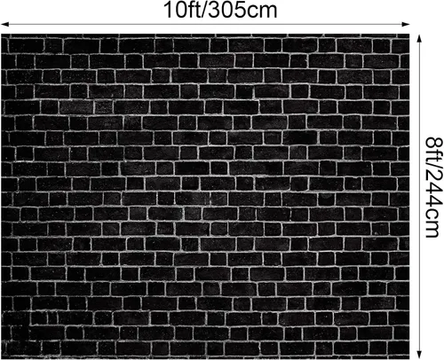 Vista 2 de VitalCozy Telón de fondo de pared de ladrillo de 10 x 8 pies para sesión de fotos, tela de poliéster, fondo de ladrillo negro para chimenea