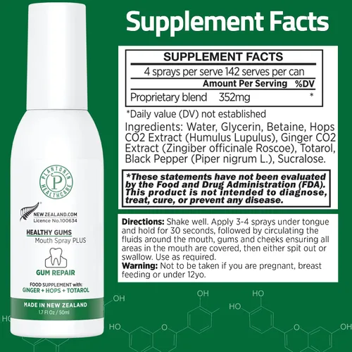 Vista 2 de Spray de enjuague oral para enfermedades de las encías y tratamiento de la gingivitis para adultos, 1.7 fl oz, 142 porciones, alternativa natural