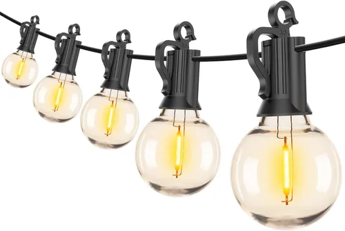 Vista 9 de Brightown Guirnalda de luces para exteriores de 30 pies – Luces comerciales para patio con 30 bombillas LED G40 inastillables, luz colgante