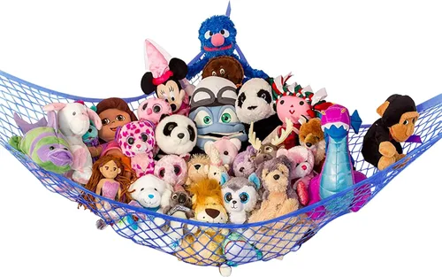 Vista 18 de Hamaca para animales de peluche, grande, almacenamiento de animales de peluche en esquina y red de peluche, hamaca de juguete para animales