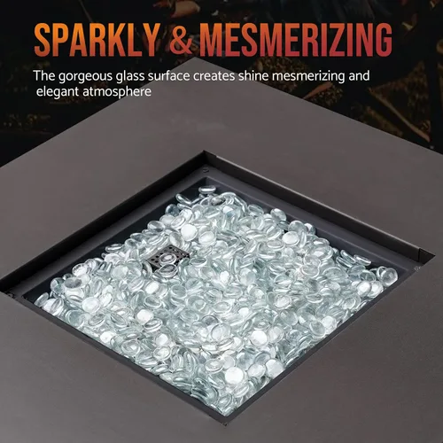 Vista 3 de Skyflame - Cuentas de vidrio de fuego de 10 libras para chimenea y lugar para fogatas, tamaño de 1/2 pulgada, cristal de hielo reflectante