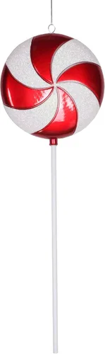 Vista 4 de Vickerman Adorno navideño de piruleta de caramelo rojo y blanco de 17
